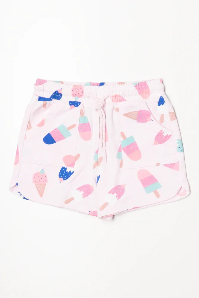 Ice Cream Fleece Shorts Pink