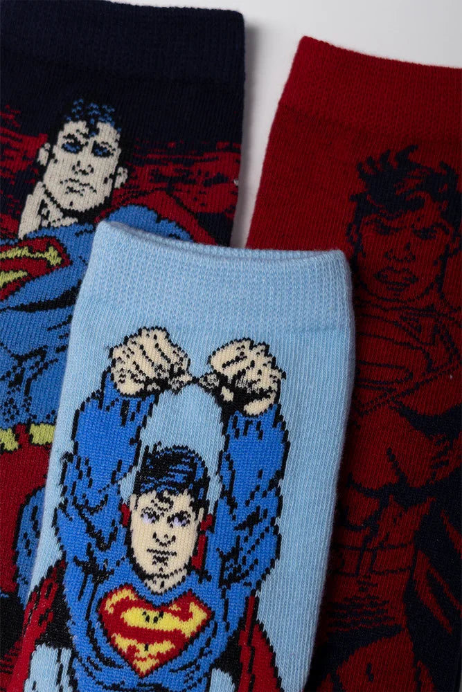 Superman 3 Pack Socks Navy