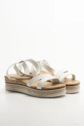 Espadrille Wedge Ankle Strap Sandals White