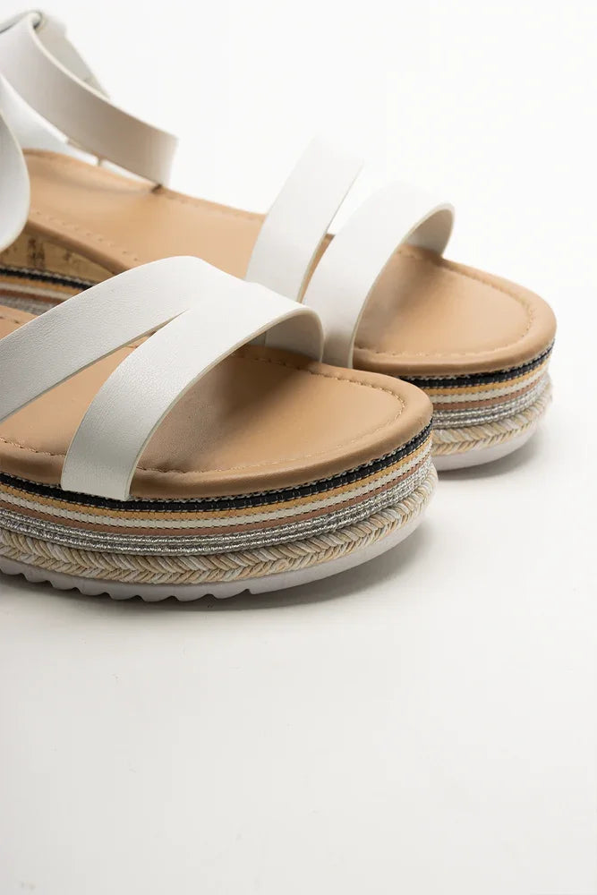 Espadrille Wedge Ankle Strap Sandals White (3)