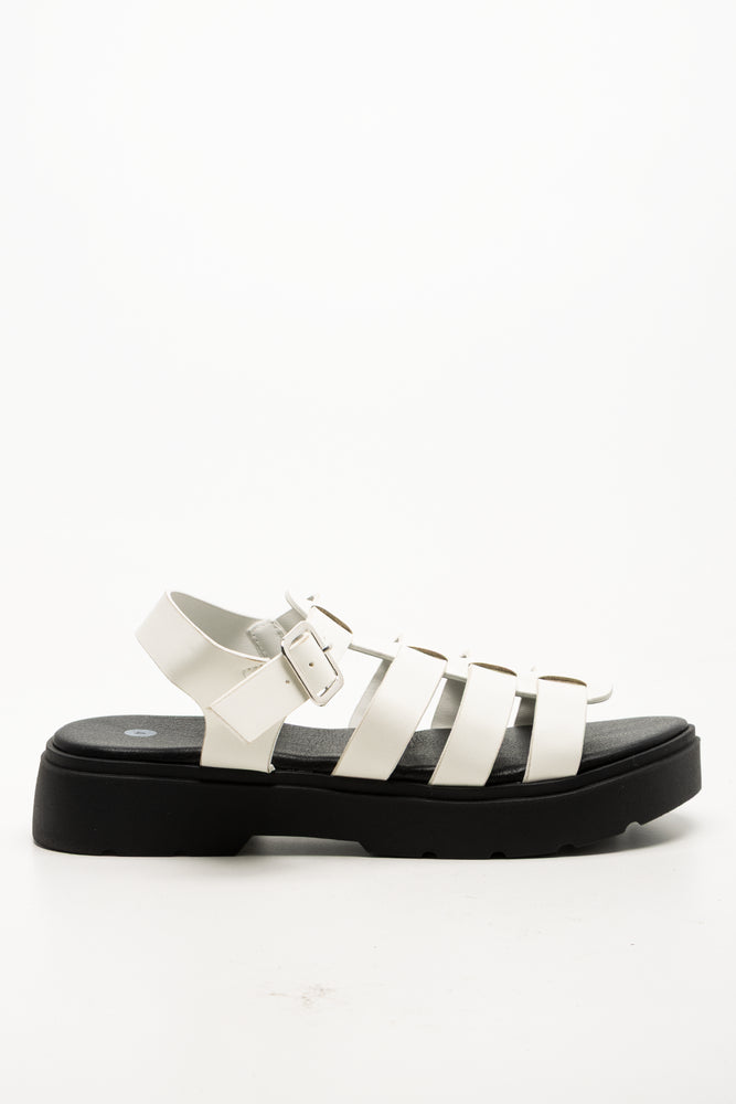 Chunky Caged Sandals White (1)