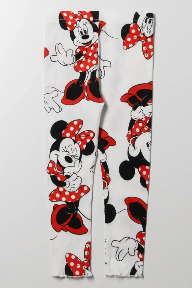 Minnie Mouse Rib Leggings Red (2)
