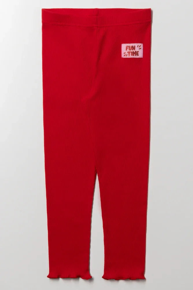 Rib Leggings Red