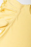 Rib T-Shirt With Frill Sleeves Yellow (1)