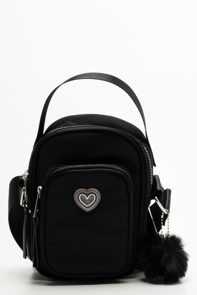 Pom Pom Sling Bag Black