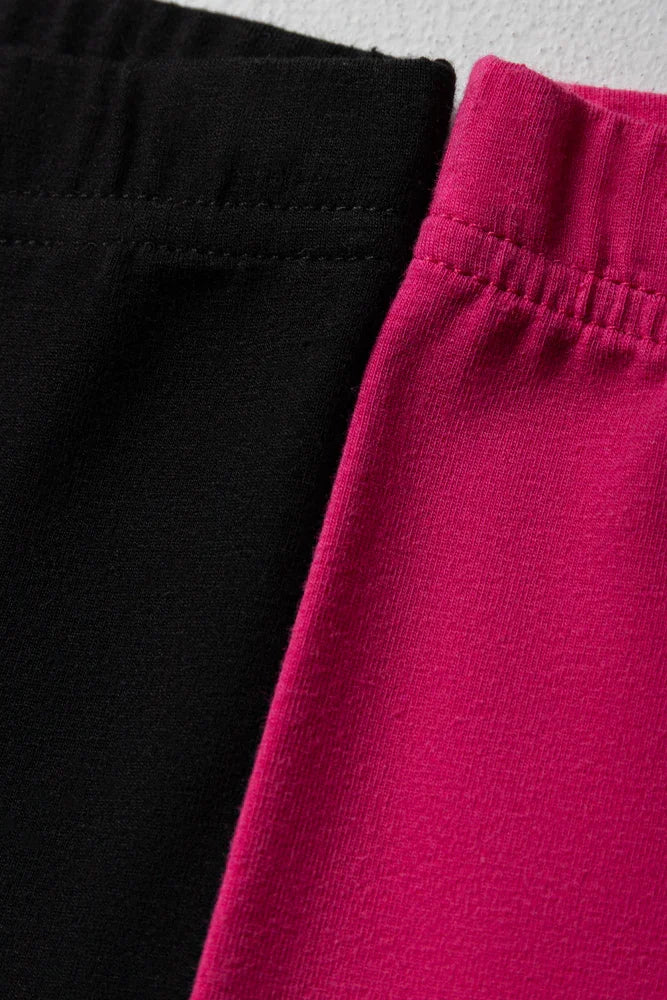 2 Pack Cropped Leggings Black And Pink