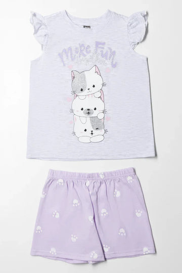 Snug  As A Pug Short Pyjamas Set Grey
