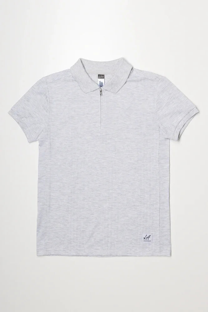 Textured Short Sleeve Golfer Grey