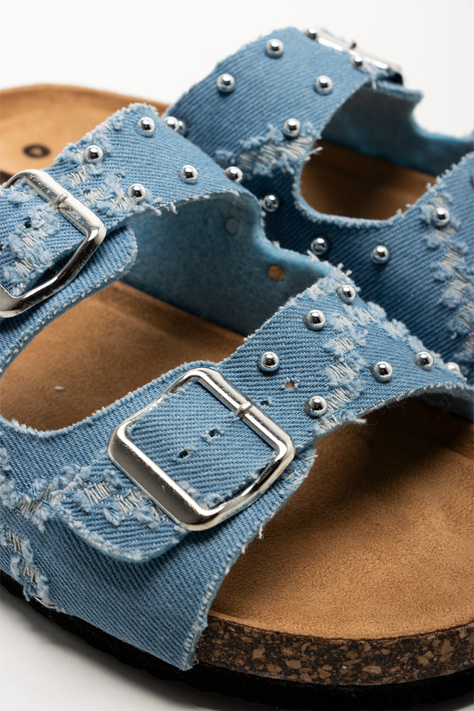 Ripped Denim Sandals Blue (2)