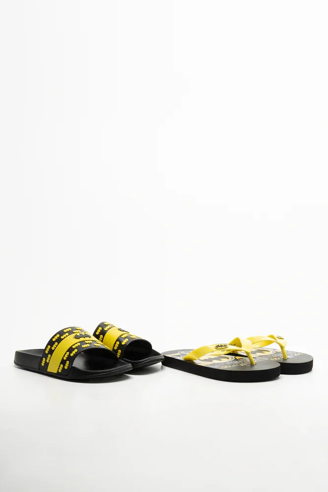 Batman 2 Pack Slides And Flip Flops Black