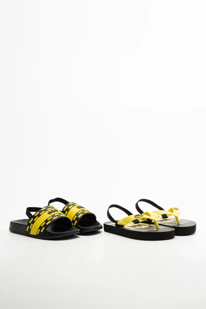 Batman 2 Pack Slides And Flip Flops Black