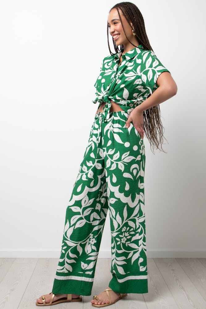 Tropical Print Pants Green (2)