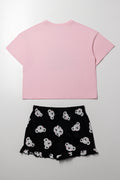 Time To Chill Shorts Pyjama Set Pink And Black (3)