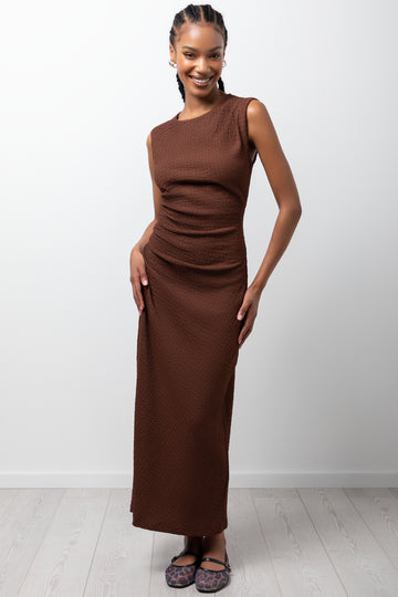 Textured Maxi Dress Brown