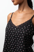 Ditsy Floral Lace Trim Cami Black (3)