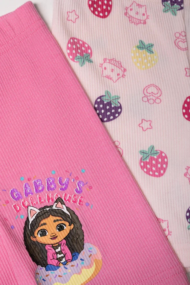 Gabby's Dollhouse 2 Pack Cycling Shorts Pink (1)