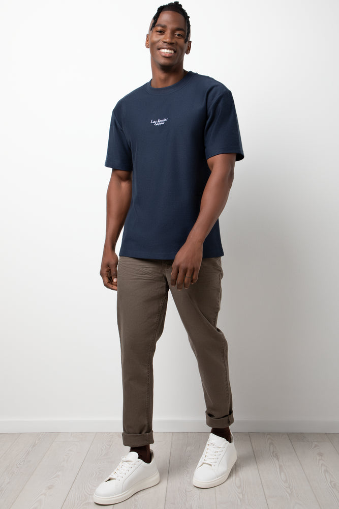Textured Short Sleeve T-Shirt Navy