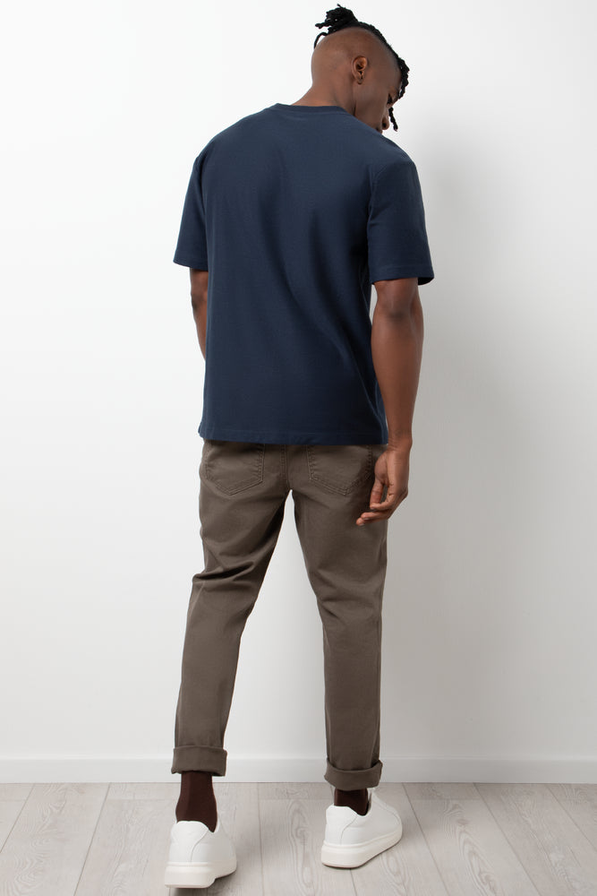 Textured Short Sleeve T-Shirt Navy (2)