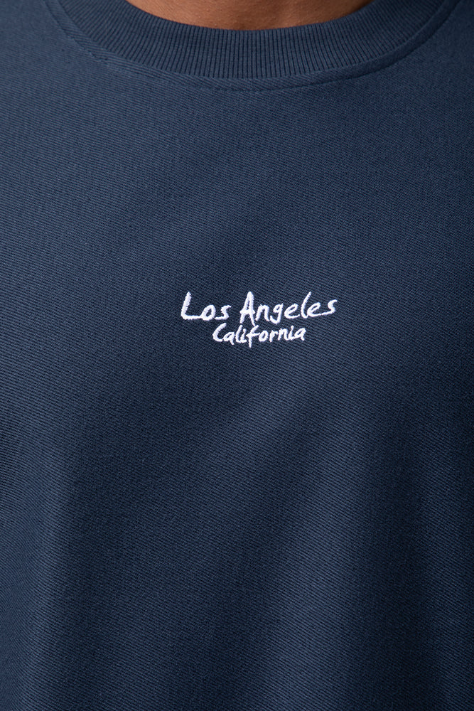 Textured Short Sleeve T-Shirt Navy (3)