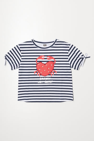 Stripe Short Sleeve T-Shirt Black And White