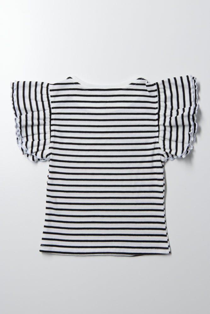 Rib Top With Frill Black And White (2)
