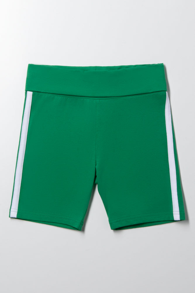 Fold Over Waistband Cycle Shorts Green