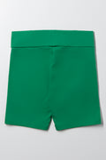 Fold Over Waistband Cycle Shorts Green (2)