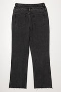 Double Waistband Straight Leg Denim Jean Black (2)