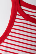 Rib Stripe Bodycon Dress Red And White (1)