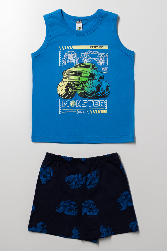 Monster Truck Sleeveless Pyjamas Blue