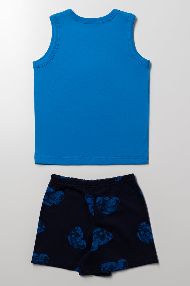 Monster Truck Sleeveless Pyjamas Blue (2)