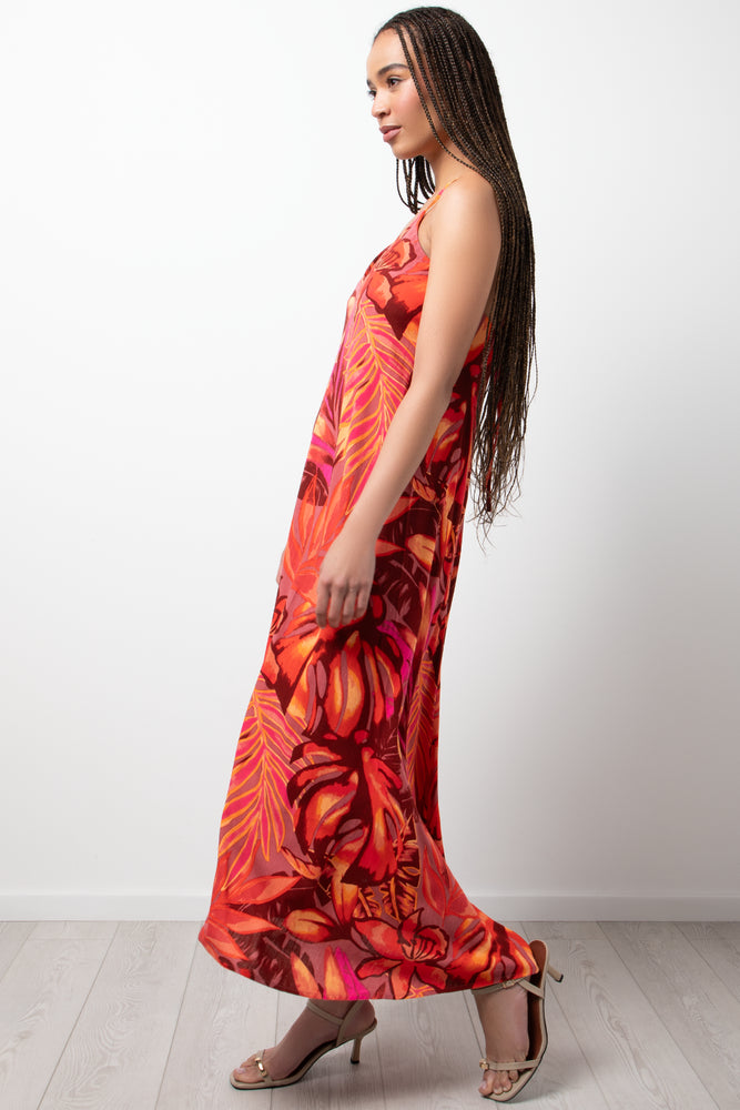 Crossover Strappy Maxi Dress Orange (1)