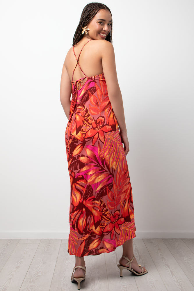 Crossover Strappy Maxi Dress Orange (2)