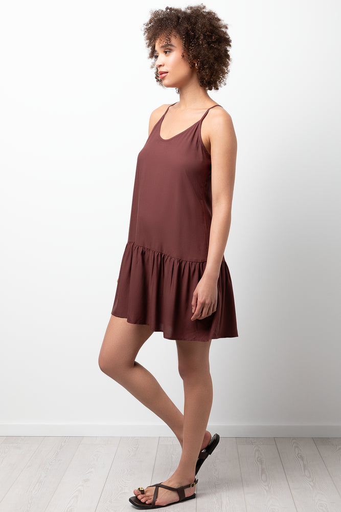 Tiered Strappy Dress Brown (1)