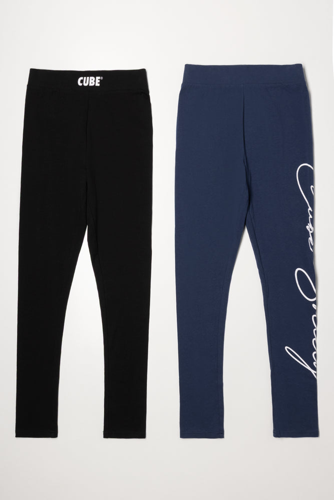 2 Pack Leggings Black And Navy