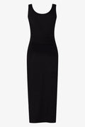 Suede Knit Mock Wrap Midi Dress Black (1)