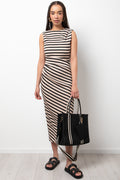 Stripe Textured Dress Natural And Black