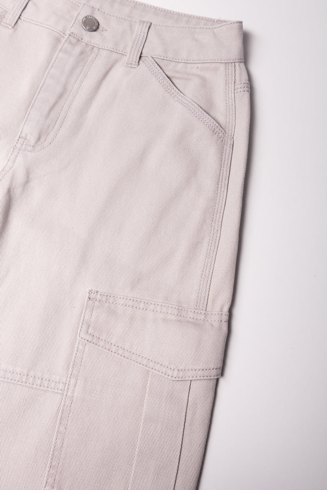 Denim Contrast Cargo Pants Light Grey