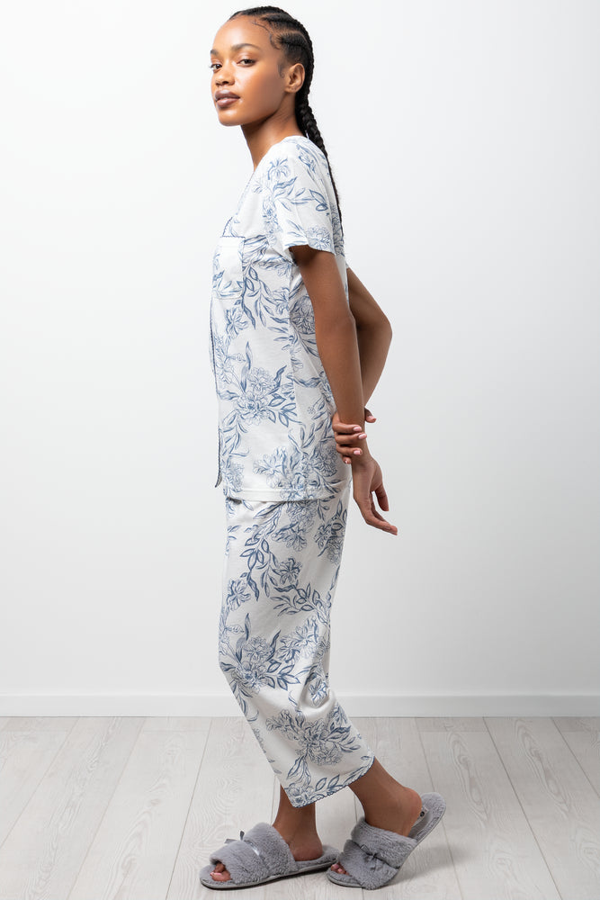 Floral Capri Pyjamas Light Grey (1)