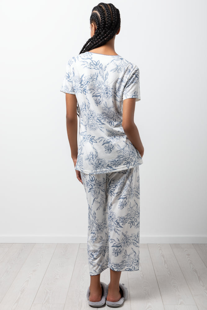 Floral Capri Pyjamas Light Grey (2)