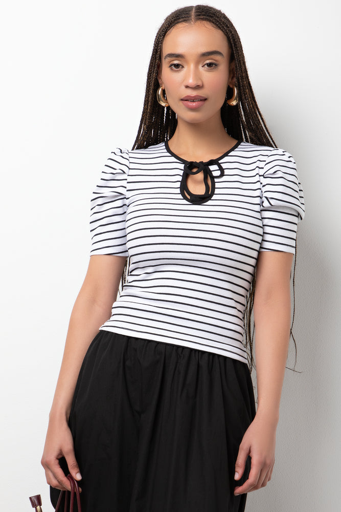 Short Sleeve Stripe T-Shirt Black And White