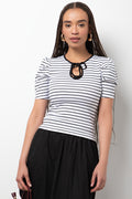Short Sleeve Stripe T-Shirt Black And White