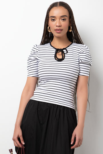 Short Sleeve Stripe T-Shirt Black And White