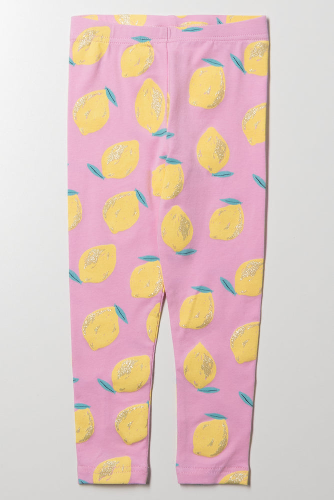 Lemon Printed Leggings Pink