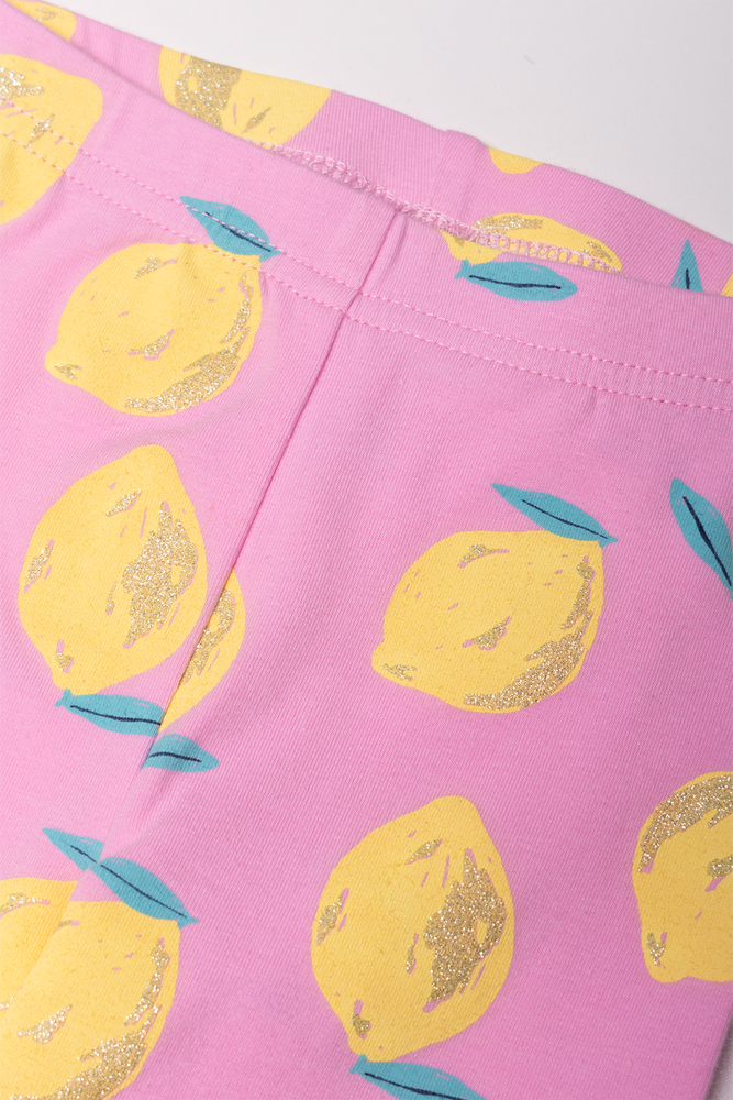 Lemon Printed Leggings Pink (1)