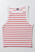 Rib Tank Top Red And White