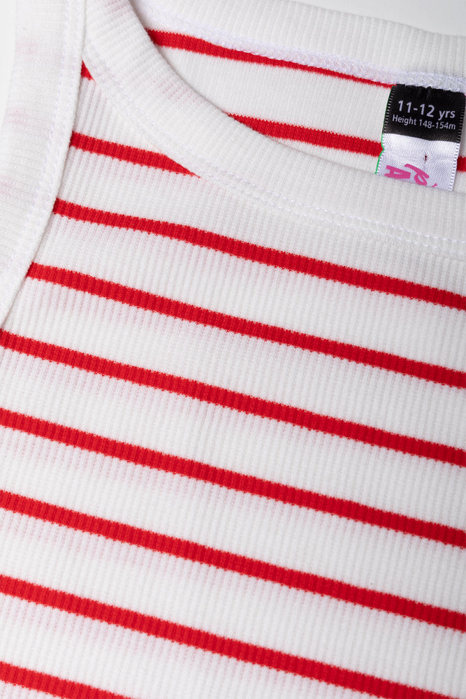 Rib Tank Top Red And White