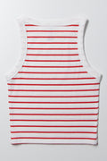 Rib Tank Top Red And White (2)