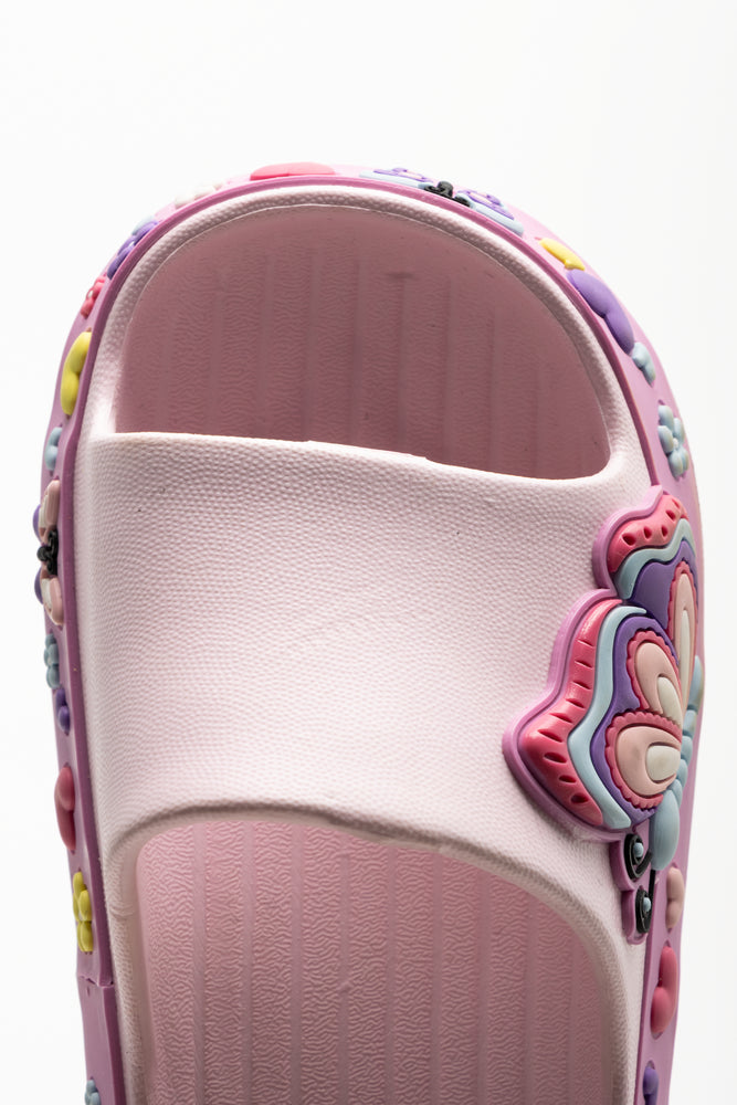 Butterfly Print Pool Slides Lilac (4)