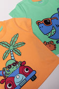 2 Pack T-Shirts Green And Orange (1)